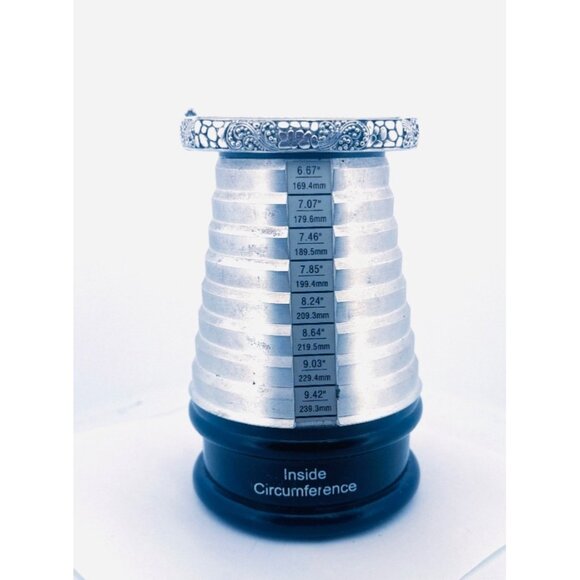 Estate Sarda Sterling Silver 925 Filigree Hinged Bangle Bracelet 6" 38.1g - Picture 6 of 13